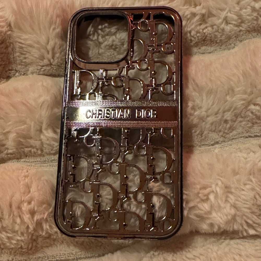 Dior Metallic Silver Phone Case